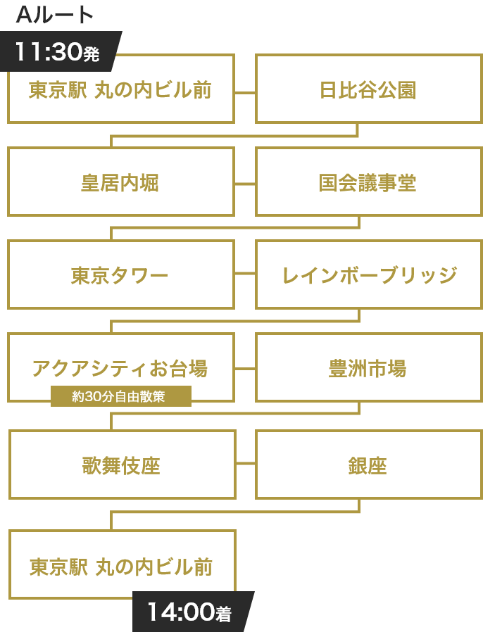 11時30分発14時着 東京タワー・お台場・銀座Aルート