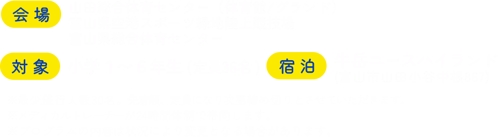 キッズ・スポーツ体験キャンプ2024in富山