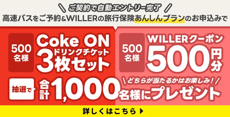 WILLERの旅行保険あんしんプランご契約キャンペーン