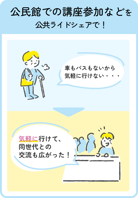 公民館での講座参加などを公共ライドシェアで！
