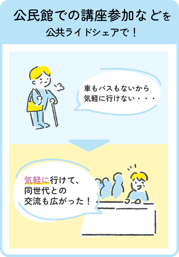公民館での講座参加などを公共ライドシェアで！