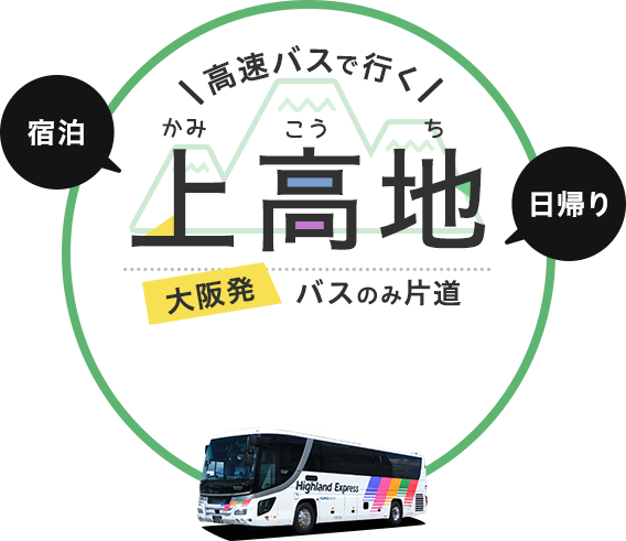 「日帰り」「宿泊」高速バスで行く 上高地　大阪・京都発バスのみ